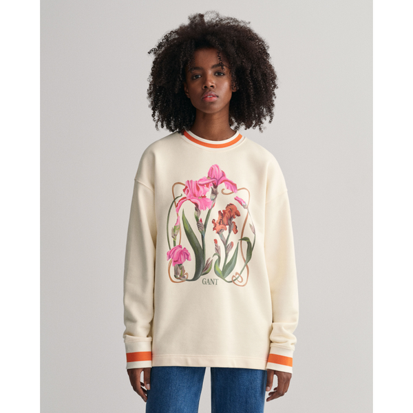 GANT Iris Print Crew Neck Sweatshirt 4200669 - Cream– Jepsons