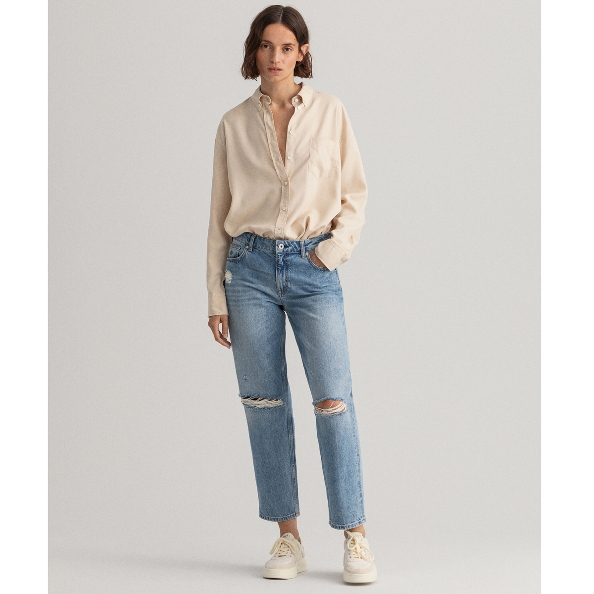 GANT Camie Relaxed Fit Cropped Ripped Jeans 0159– Jepsons