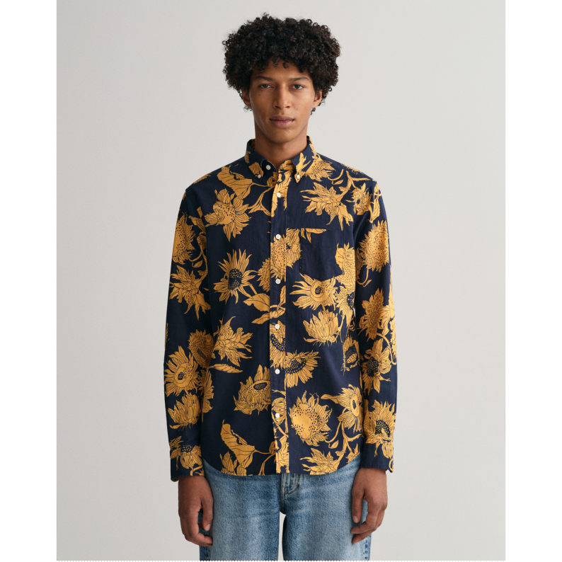 GANT Regular Fit Sunflower Print Cotton Linen Shirt 3230089– Jepsons